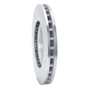 Mitsubishi Lancer Brake Rotor (1) - Front Left - R1 Concepts - Drilled & Slotted - Silver - `03-`06